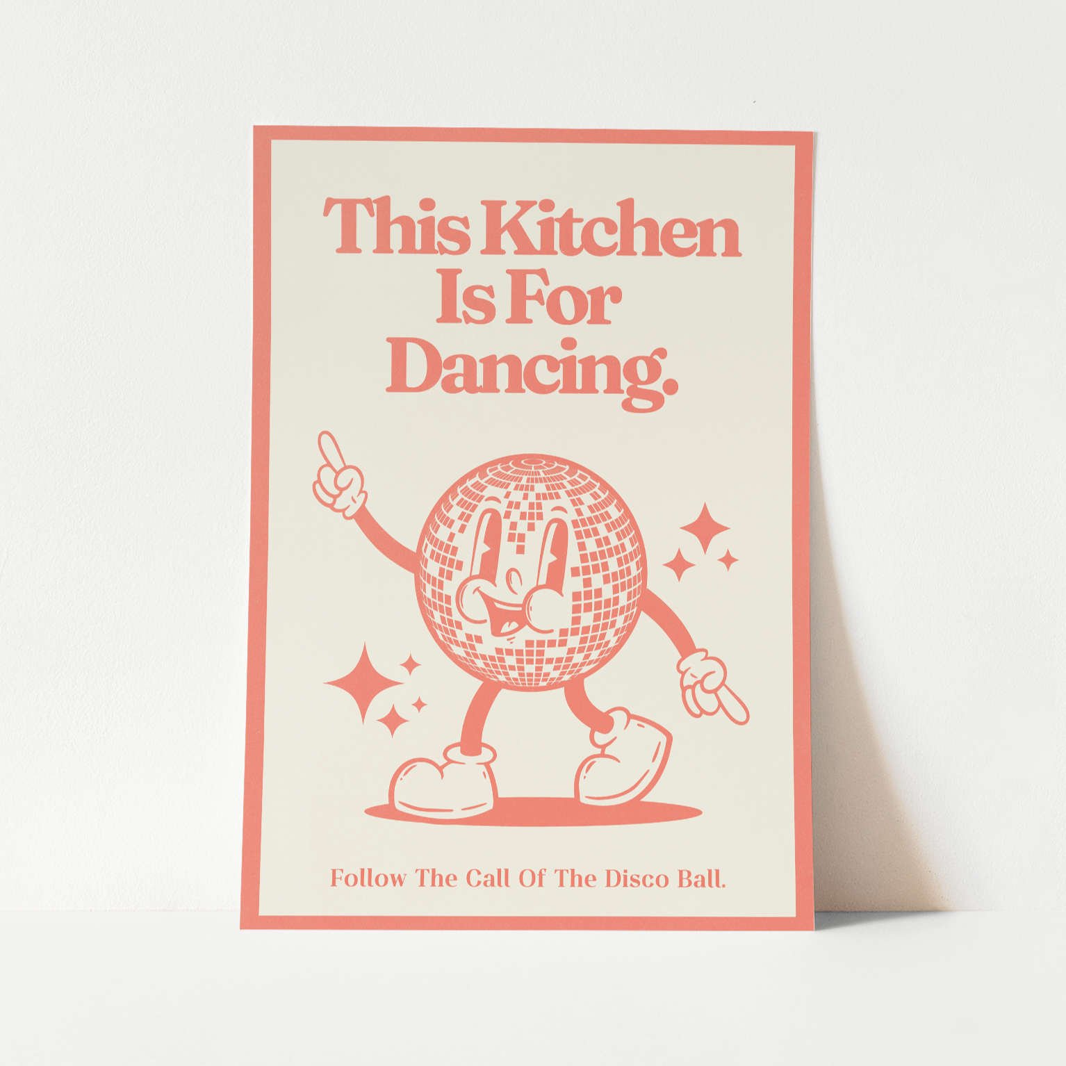'This Kitchen is for Dancing' Print in Orange and Beige