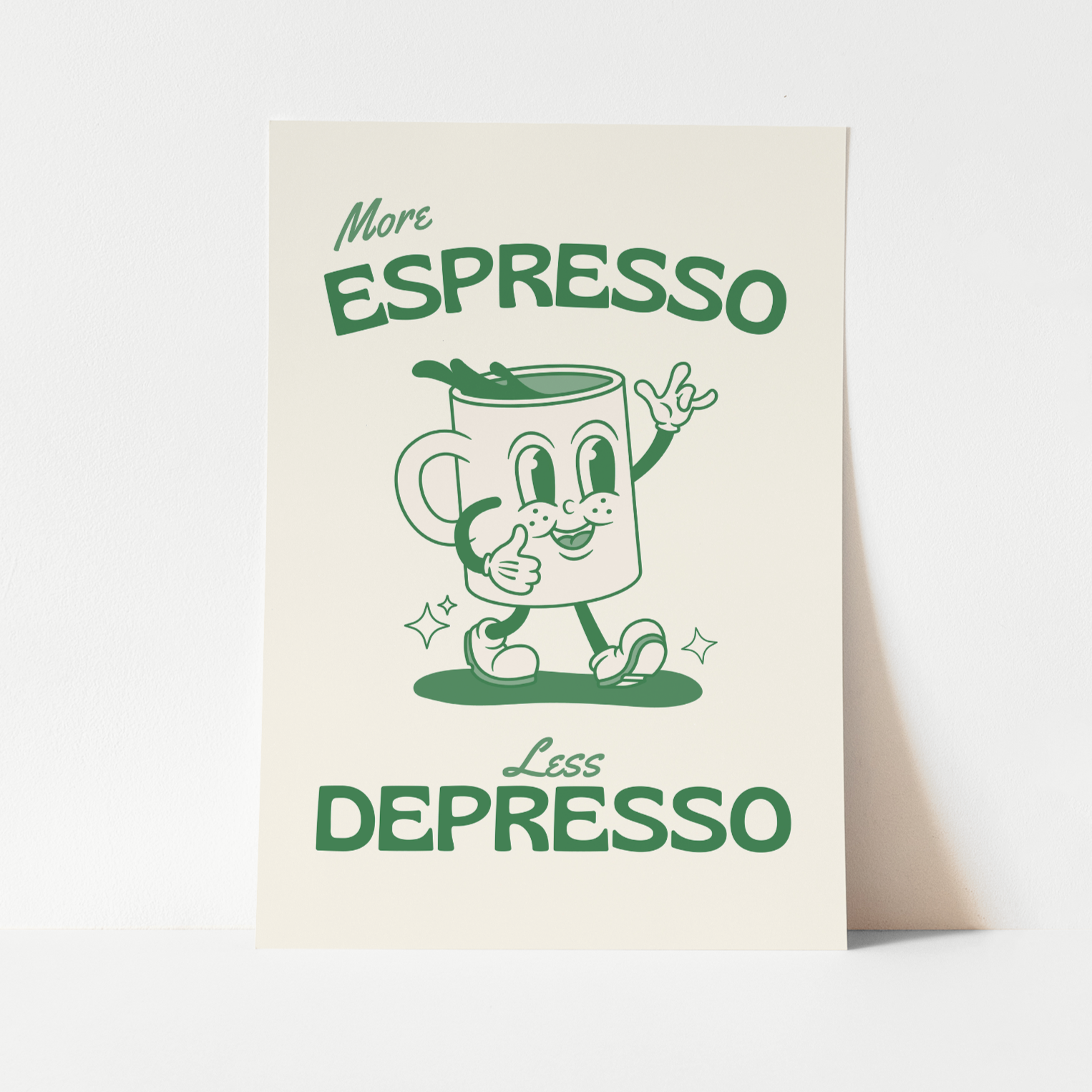'More Espresso' Art Print in Green and Beige