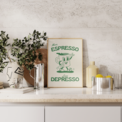 'More Espresso' Art Print in Green and Beige