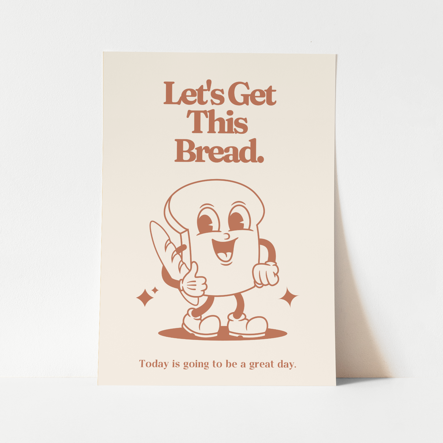 'Let's Get This Bread' Print in Red and Beige