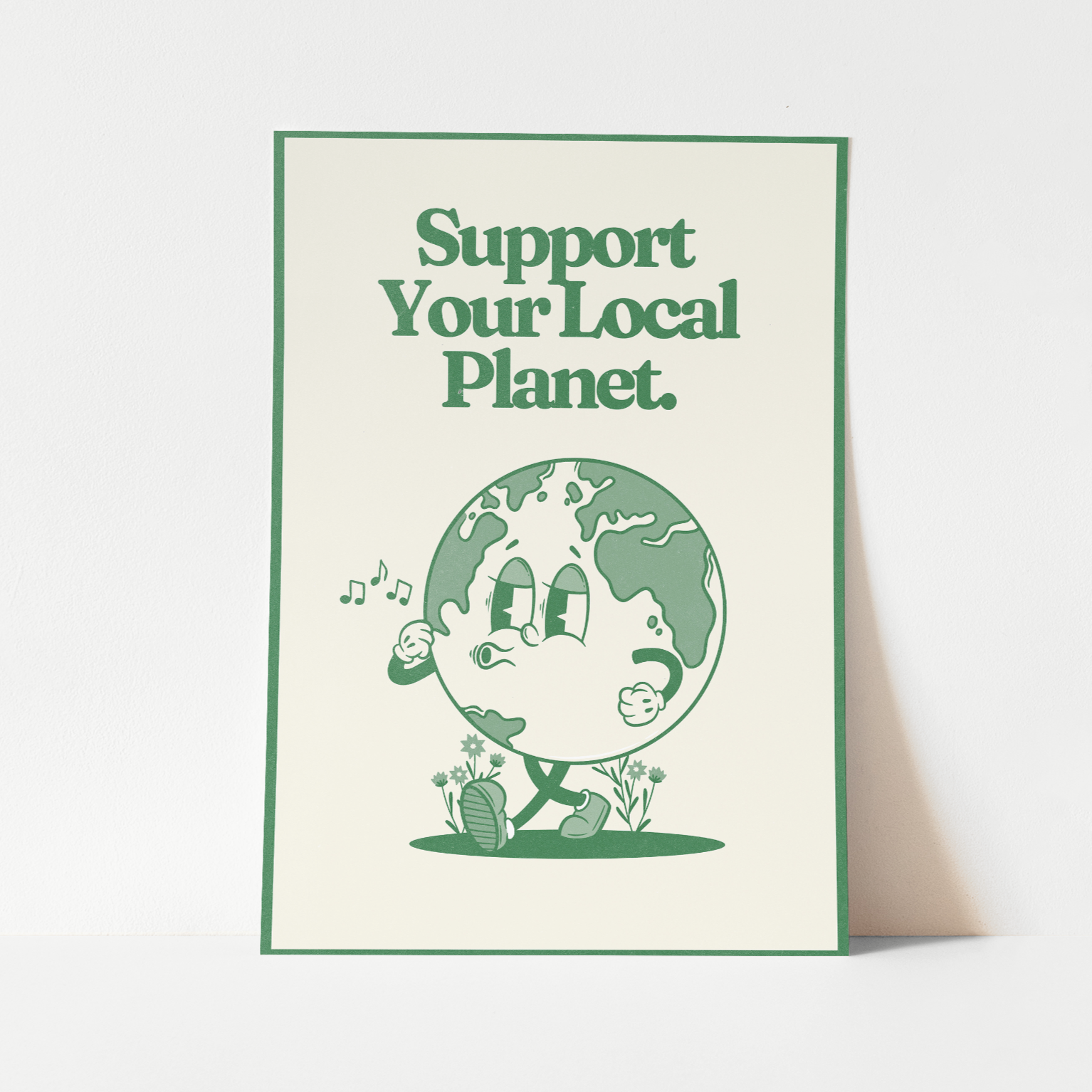 'Support Your Local Planet' Print in Green