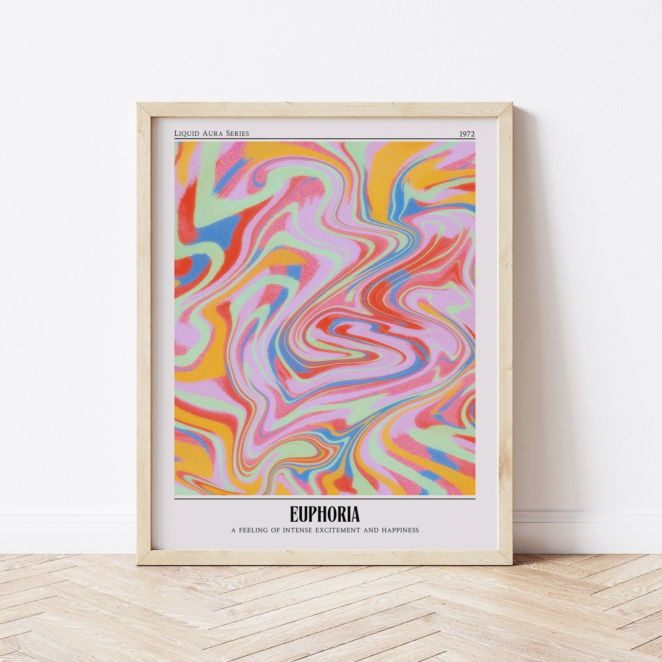 Aura Poster, Retro Gradient Print, Vintage Psychedelic Wall Art, Colorful Positive Aesthetic Room Decor, Euphoria Art Print, UNFRAMED