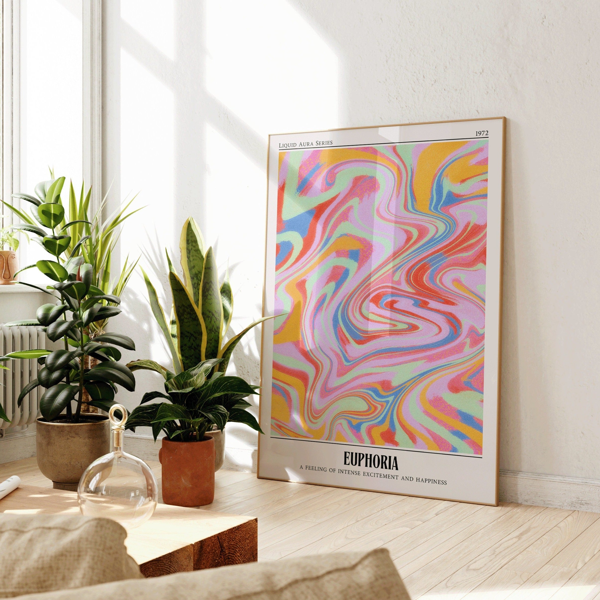 Aura Poster, Retro Gradient Print, Vintage Psychedelic Wall Art, Colorful Positive Aesthetic Room Decor, Euphoria Art Print, UNFRAMED