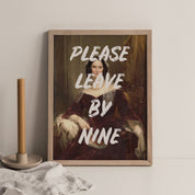 Entryway Wall Art, Please Leave By Nine Quote Art, Vintage Renaissance Woman Painting Art Print, Classical Painting, UNFRAMED