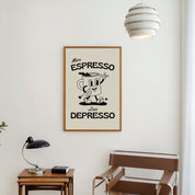 Retro Quote Wall Print, More Espresso Wall Decor, Coffee Bar Cart Art Print, Kitchen Office Wall Poster, Beige and Black, UNFRAMED